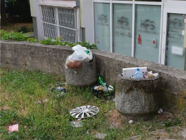  Śmieci od ponad 3 tygodni fruwają wokół bloków w Zielonej Górze. Właściciela terenu brak