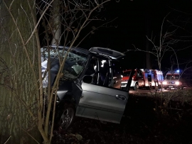 Wypadek pod Trzebiechowem. Auto z ośmioma obcokrajowcami uderzyło w drzewo