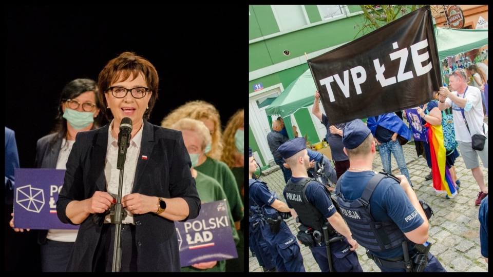 Elżbieta Witek promowała Polski Ład. Policja blokowała przeciwników PiS-u (ZDJĘCIA)