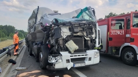 Wypadek dwóch ciężarówek na trasie S3 koło Gorzowa